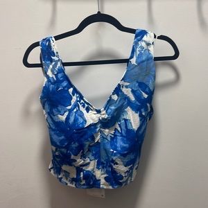 Blue floral tank top